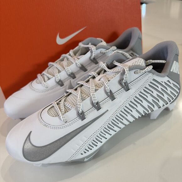 Size 10.5 Nike Vapor Edge VC White/Silver Men\'s Football Cleats (DO6294-100) main image 8